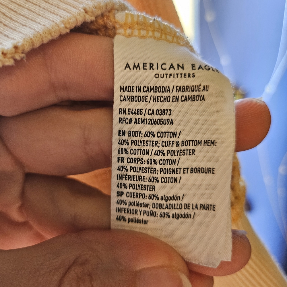 Women's American Eagle Waffle Pullover Bubdle - Purple, Yellow, Green - Picture 5 of 9